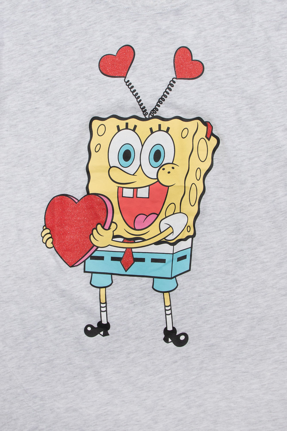 T-shirt coupe boyfriend imprimé Bob l'Éponge en coeur à paillettes T-shirt coupe boyfriend imprimé Bob l'Éponge en coeur à paillettes