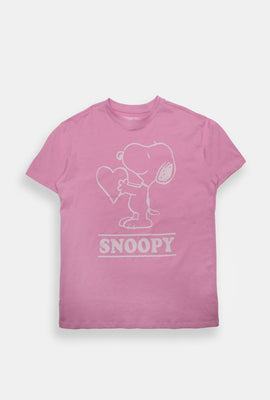 T-shirt coupe boyfriend imprimé coeur Peanuts Snoopy
