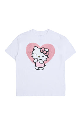 Hello Kitty Glitter Heart Graphic Relaxed Tee