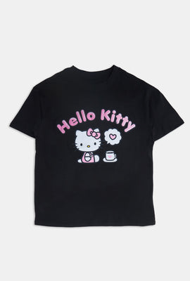 T-shirt coupe boyfriend imprimé café Hello Kitty