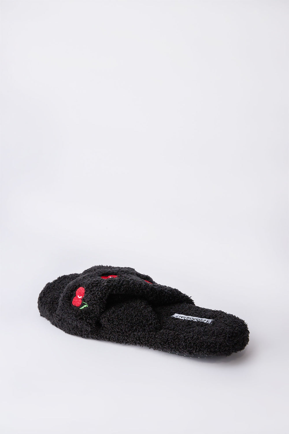 Embroidered Boucle Crossover Plush Slippers Embroidered Boucle Crossover Plush Slippers