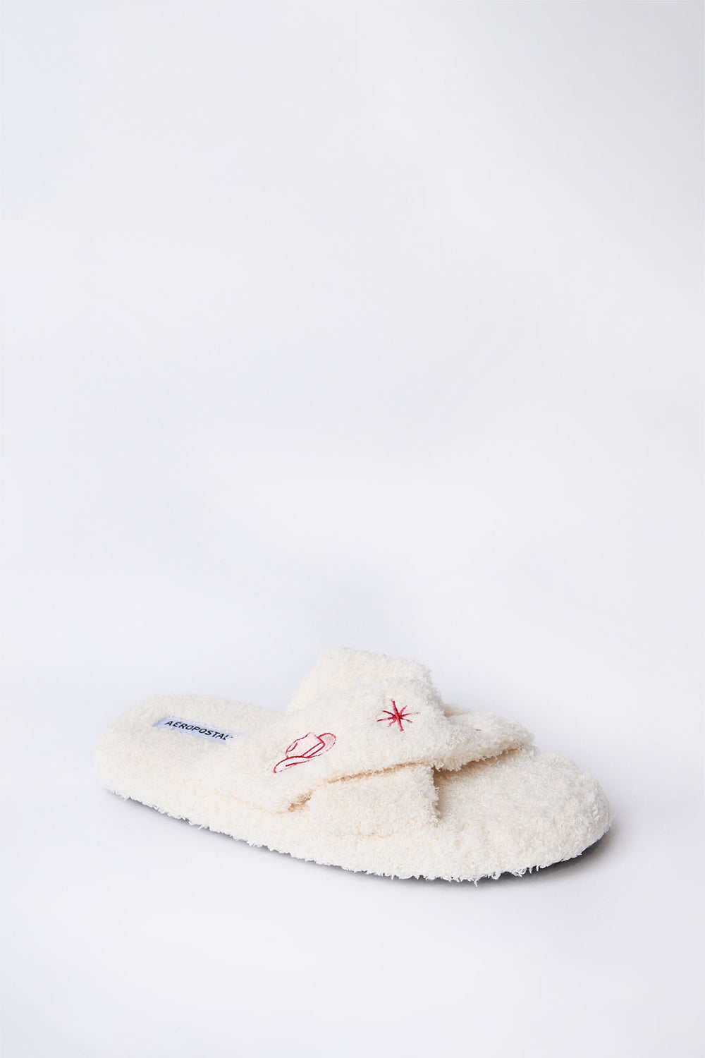 Embroidered Boucle Crossover Plush Slippers Embroidered Boucle Crossover Plush Slippers