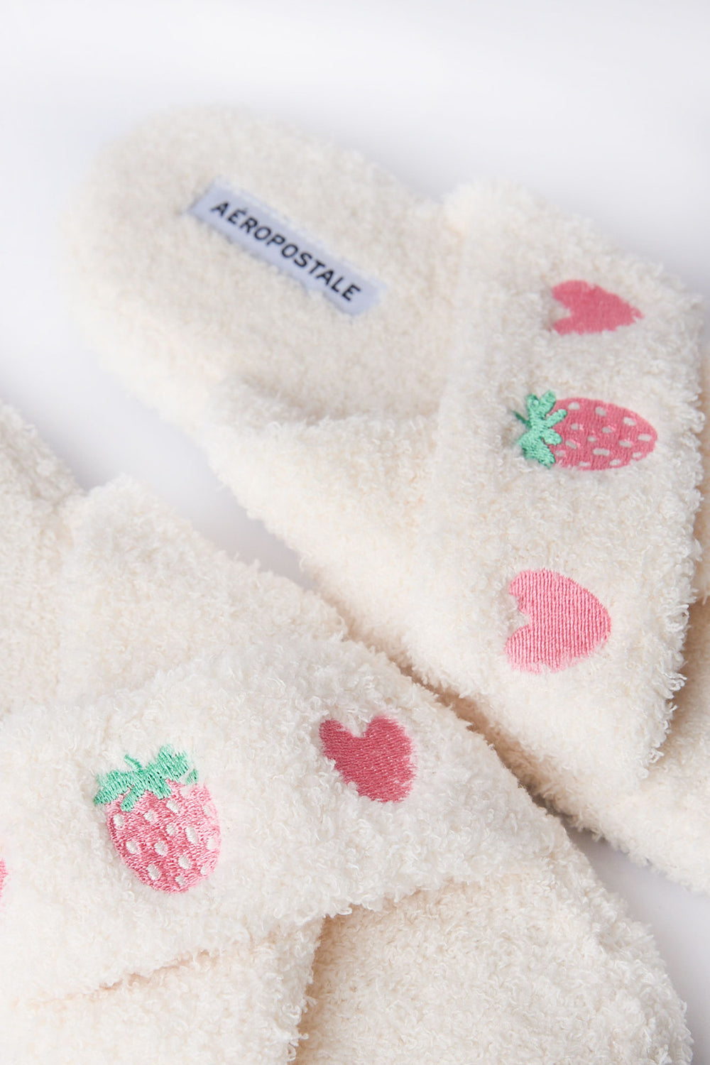 Embroidered Boucle Crossover Plush Slippers Embroidered Boucle Crossover Plush Slippers