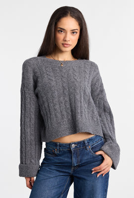 Chandail ras du cou en tricot torsadé AERO