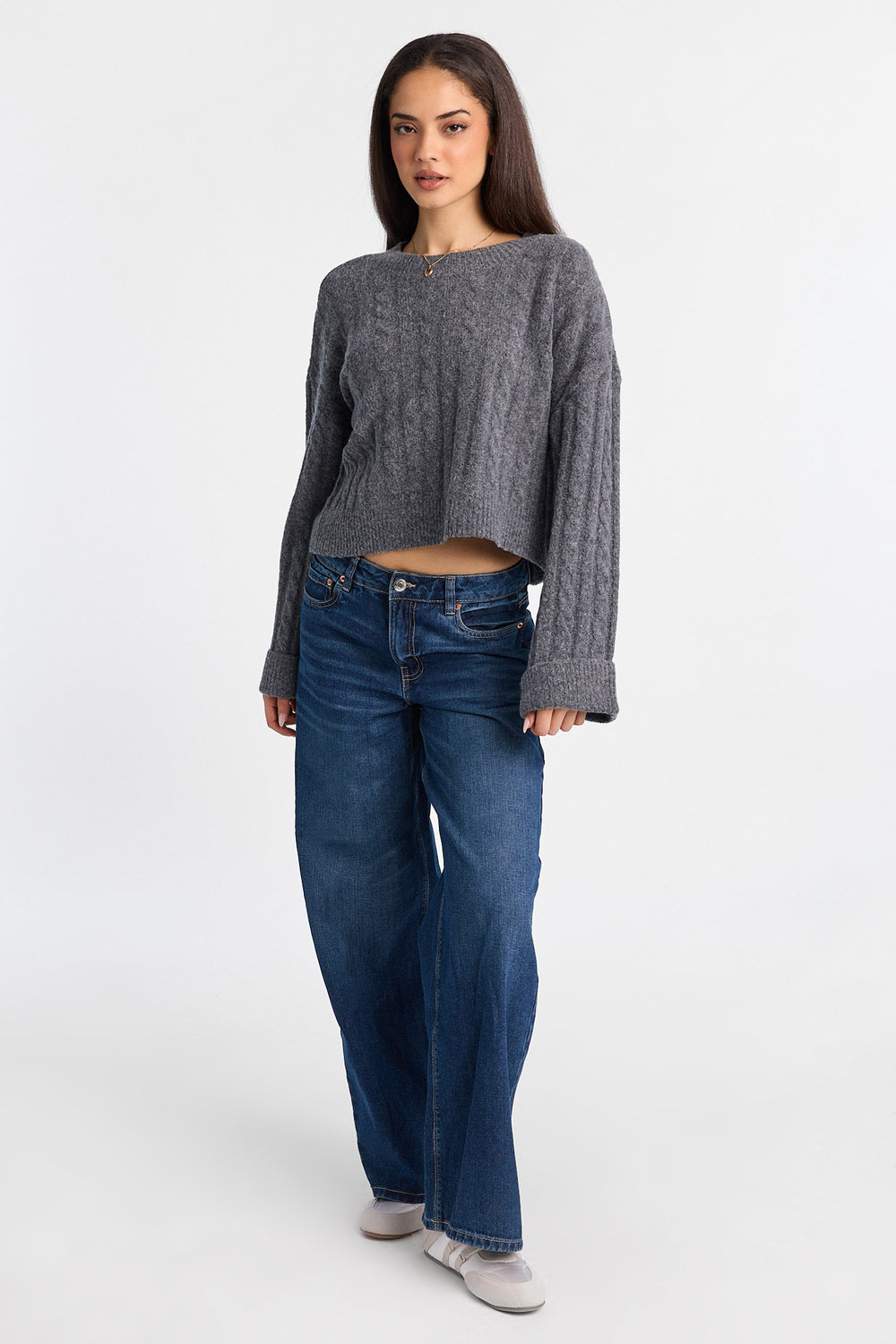 AERO Cable Knit Crewneck Sweater AERO Cable Knit Crewneck Sweater
