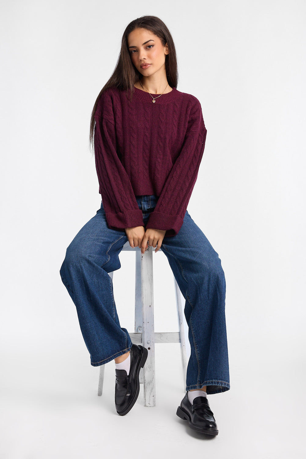 AERO Cable Knit Crewneck Sweater AERO Cable Knit Crewneck Sweater