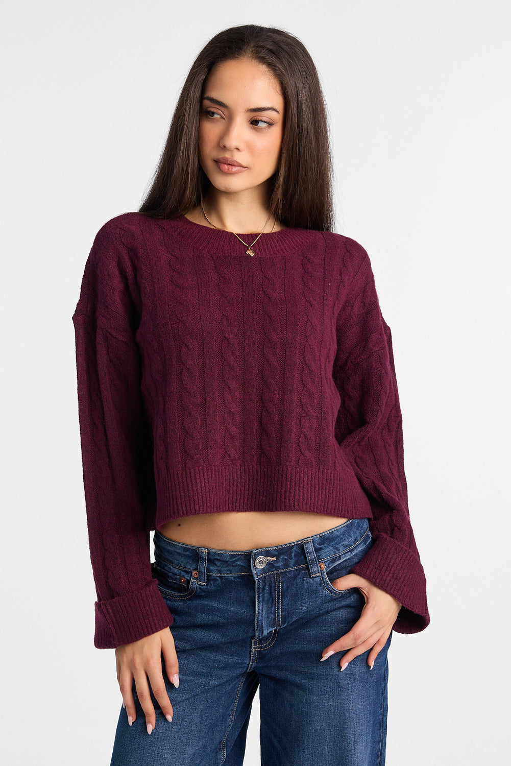 AERO Cable Knit Crewneck Sweater AERO Cable Knit Crewneck Sweater