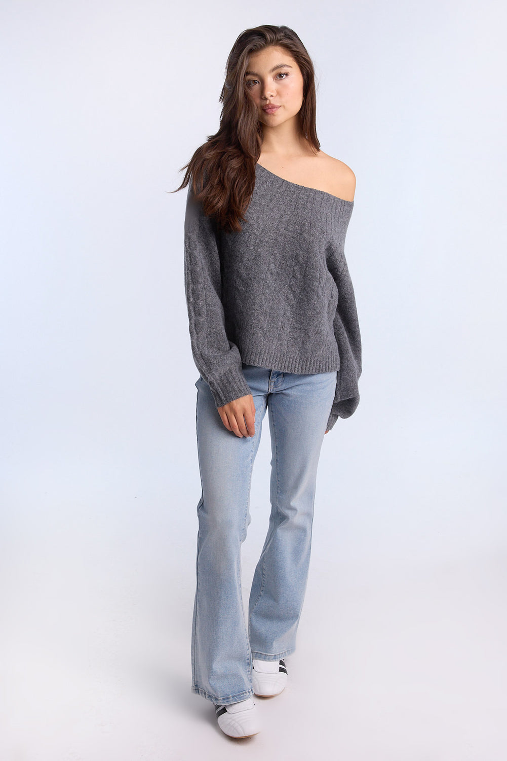 AERO Cable Knit Slash Neck Sweater AERO Cable Knit Slash Neck Sweater