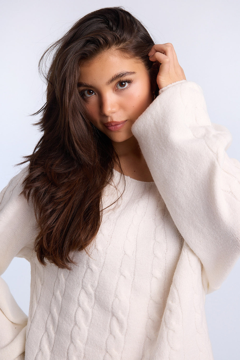 AERO Cable Knit Slash Neck Sweater AERO Cable Knit Slash Neck Sweater