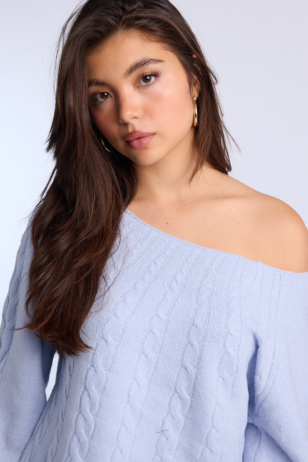 AERO Cable Knit Slash Neck Sweater AERO Cable Knit Slash Neck Sweater