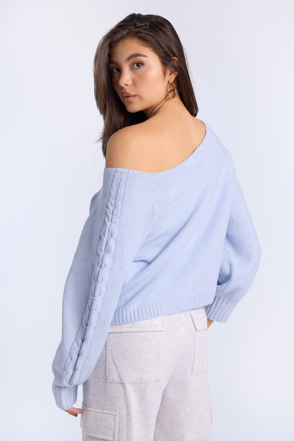 AERO Cable Knit Slash Neck Sweater AERO Cable Knit Slash Neck Sweater