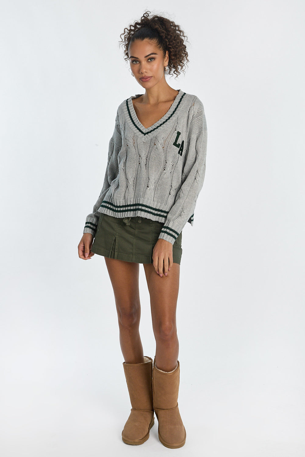 AERO Oversized Cable Knit V-Neck Sweater AERO Oversized Cable Knit V-Neck Sweater