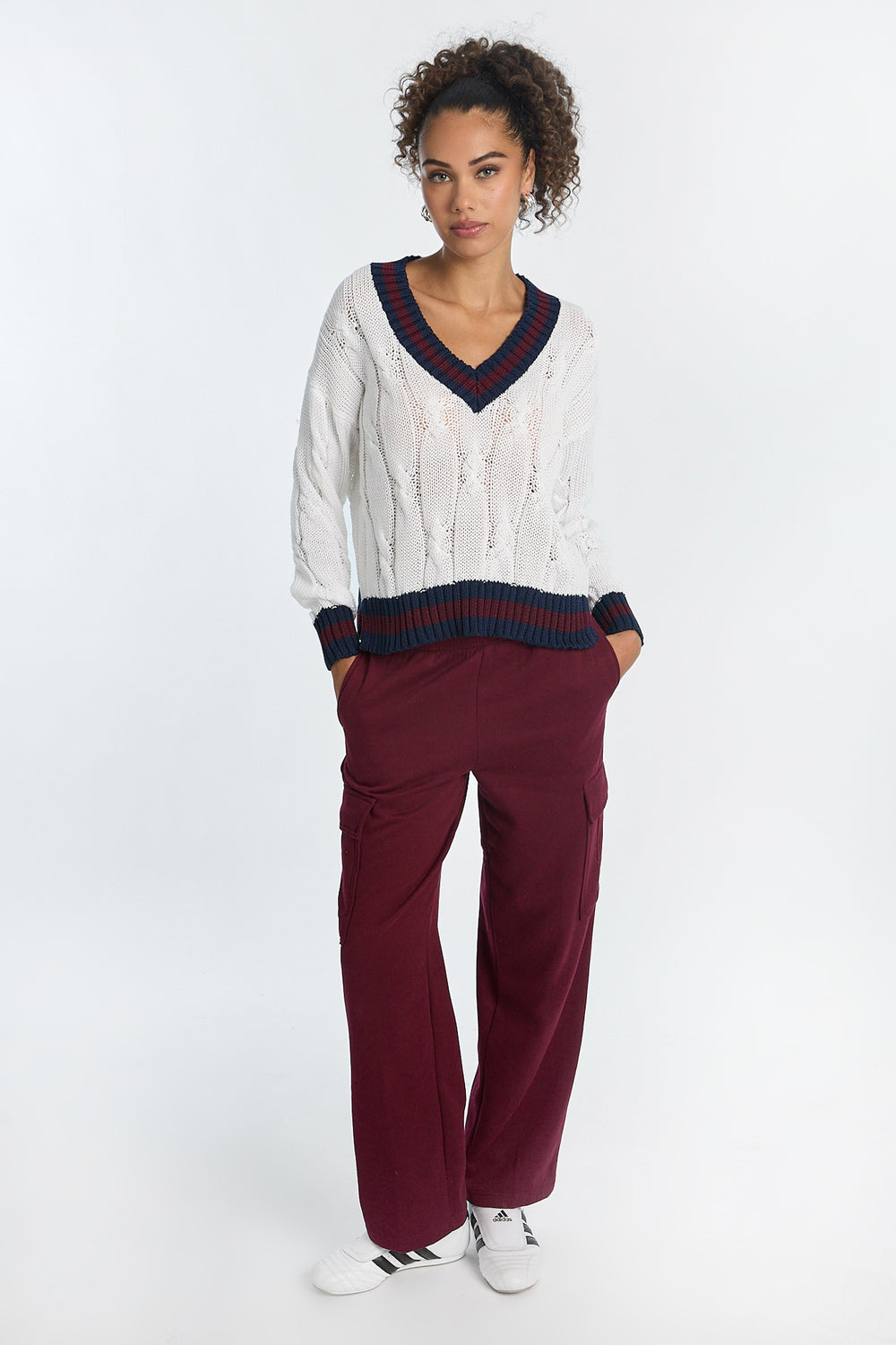 AERO Oversized Cable Knit V-Neck Sweater AERO Oversized Cable Knit V-Neck Sweater