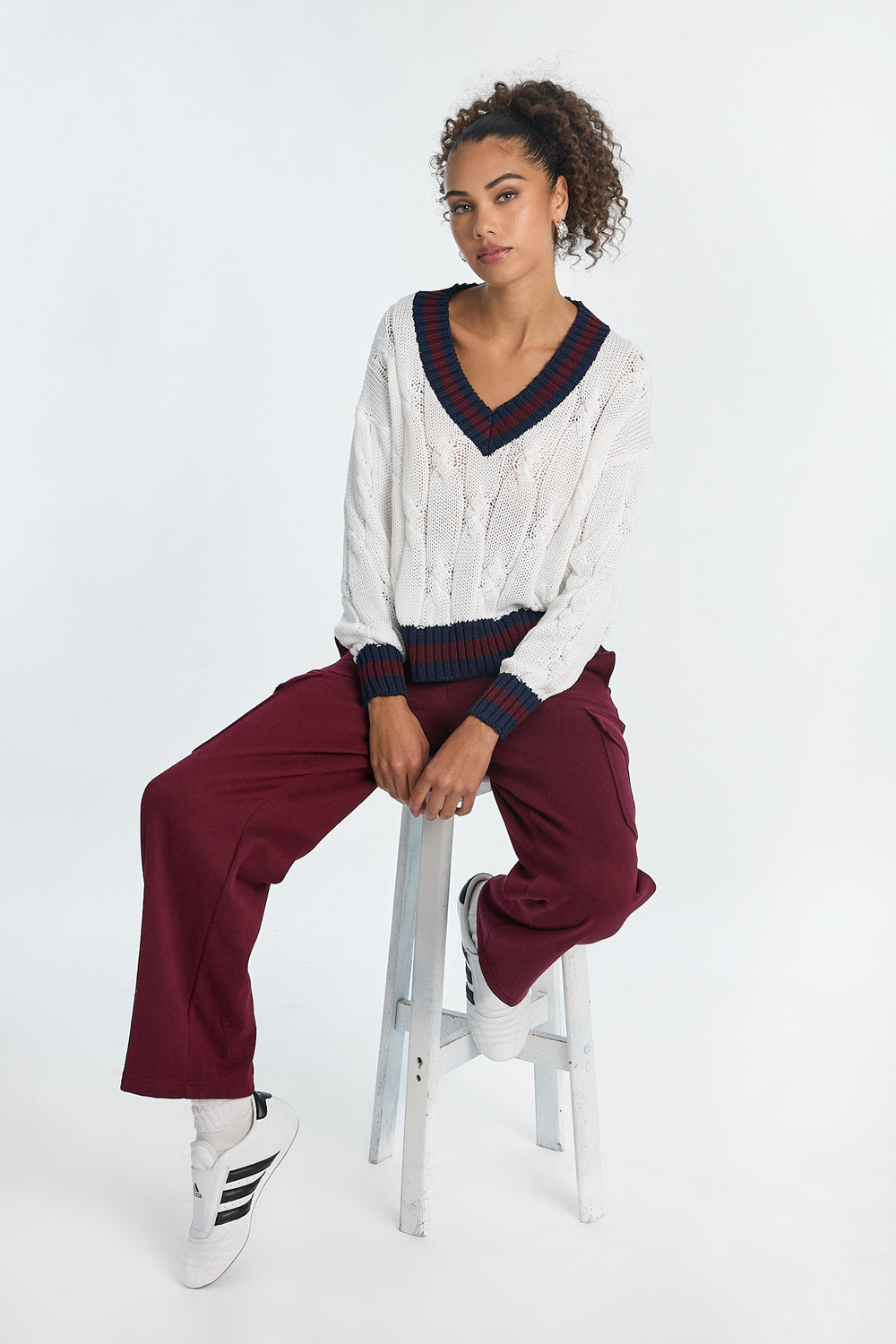 AERO Oversized Cable Knit V-Neck Sweater AERO Oversized Cable Knit V-Neck Sweater