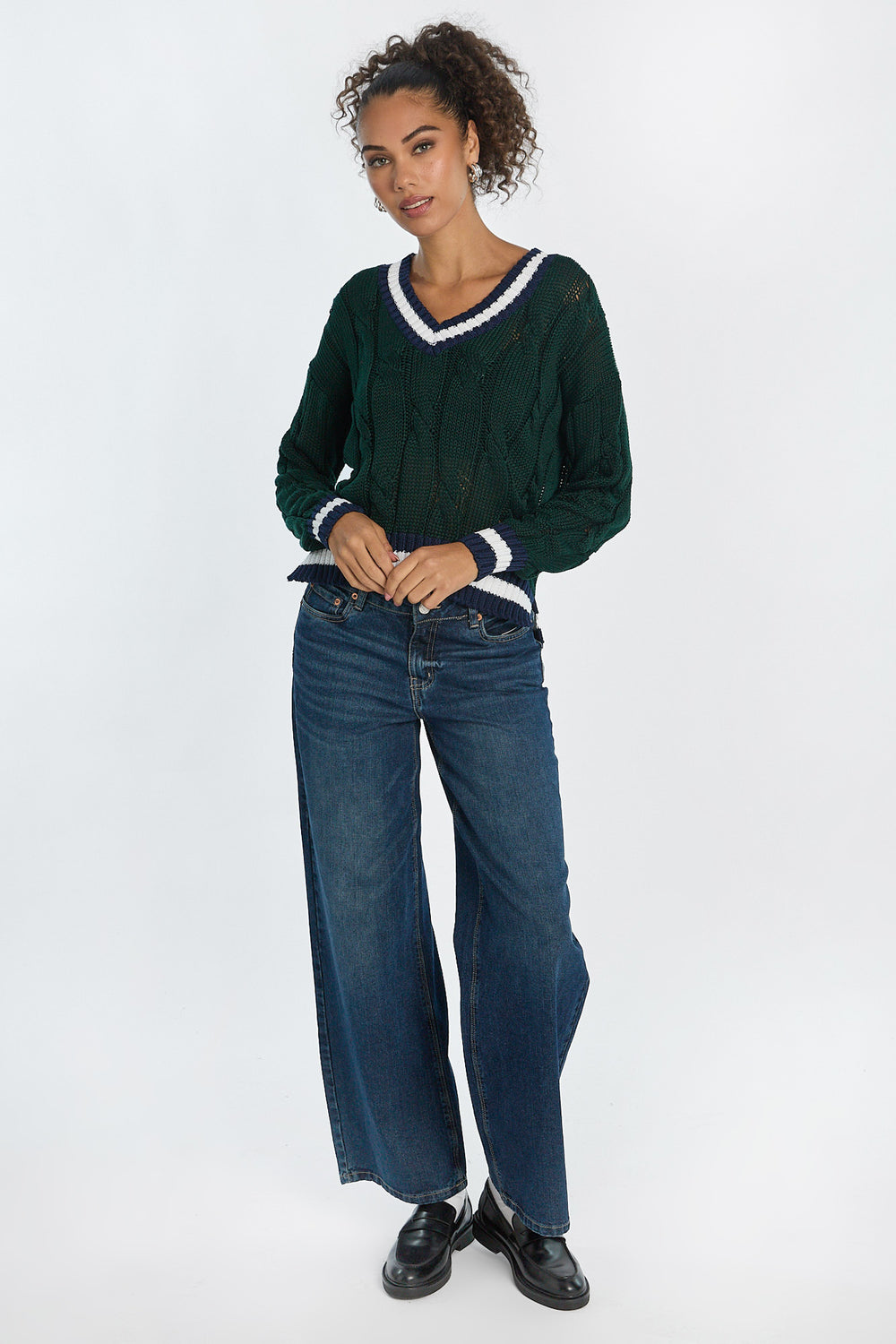 AERO Oversized Cable Knit V-Neck Sweater AERO Oversized Cable Knit V-Neck Sweater