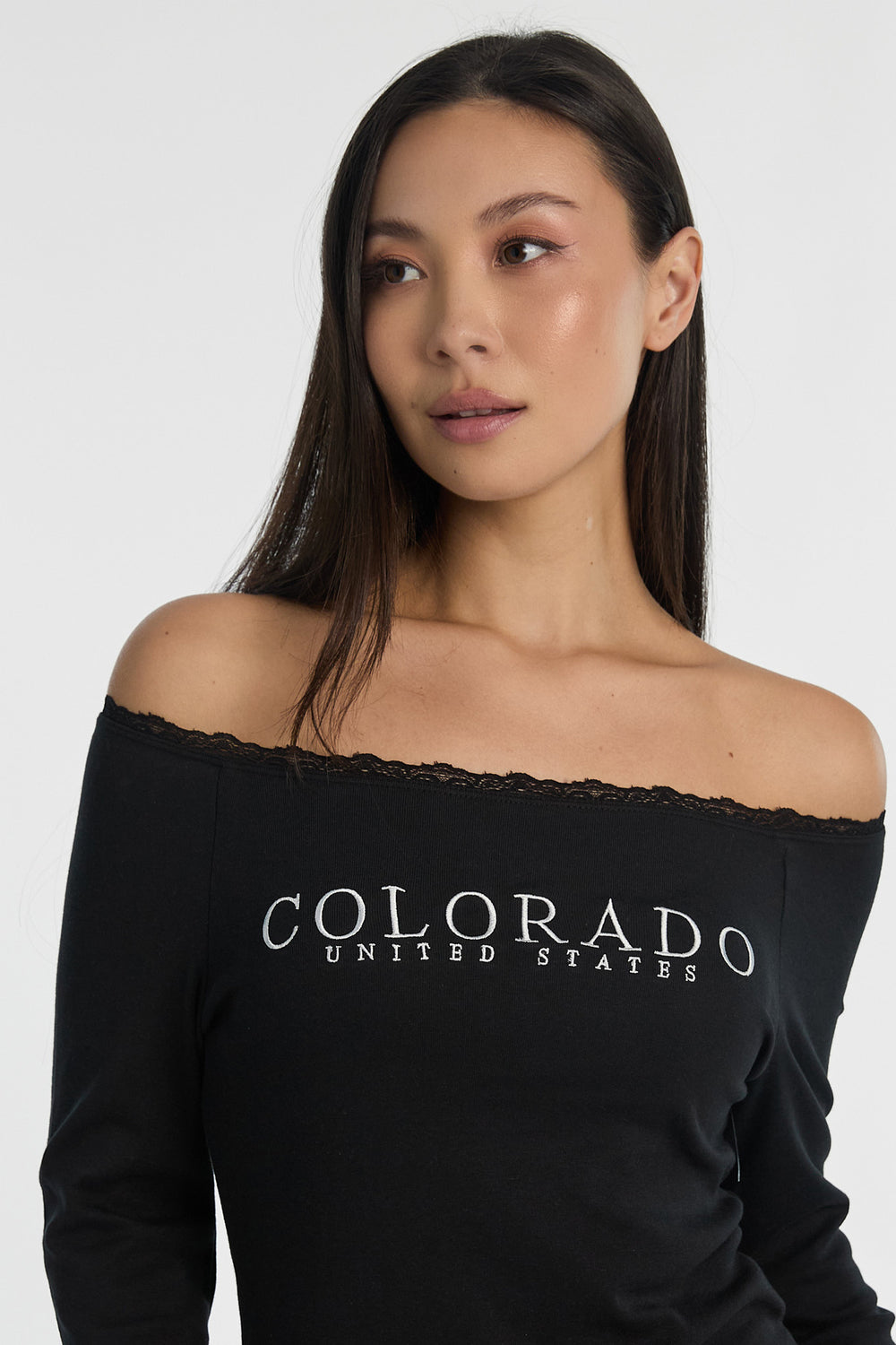 AERO Off-Shoulder Graphic Long Sleeve Top AERO Off-Shoulder Graphic Long Sleeve Top