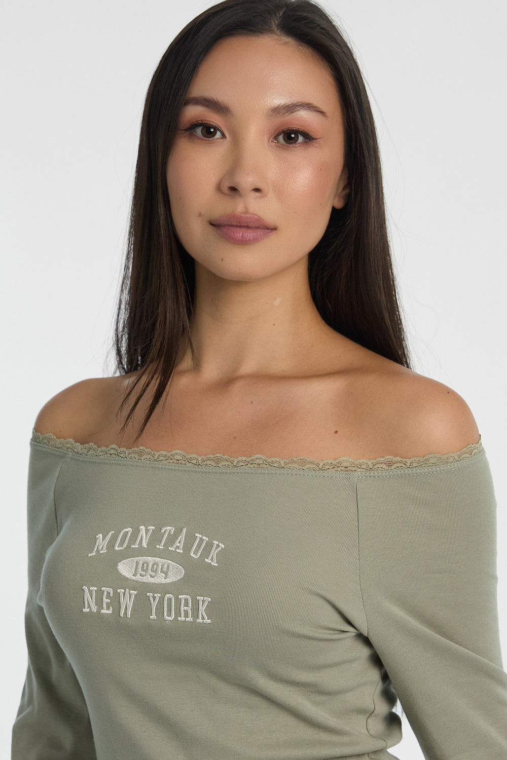 AERO Off-Shoulder Graphic Long Sleeve Top AERO Off-Shoulder Graphic Long Sleeve Top