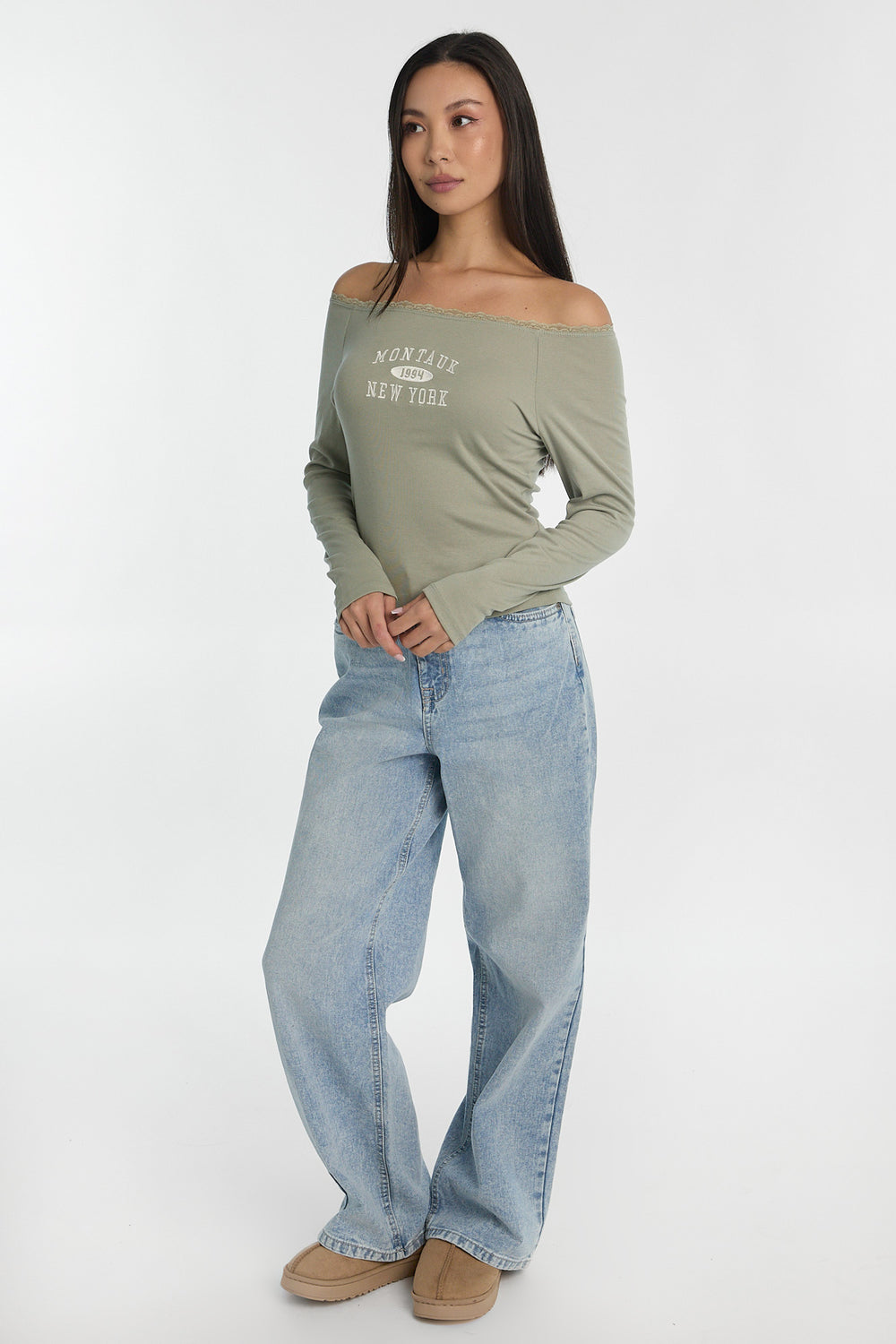 AERO Off-Shoulder Graphic Long Sleeve Top AERO Off-Shoulder Graphic Long Sleeve Top