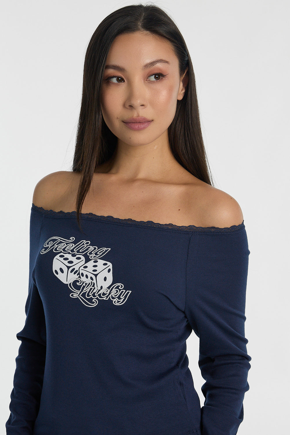 AERO Off-Shoulder Graphic Long Sleeve Top AERO Off-Shoulder Graphic Long Sleeve Top