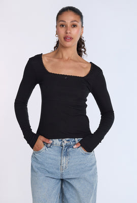 Haut à manches longues en tricot côtelé super doux AERO