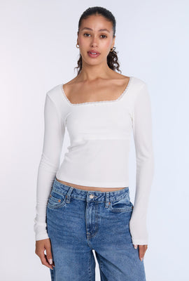 Haut à manches longues en tricot côtelé super doux AERO