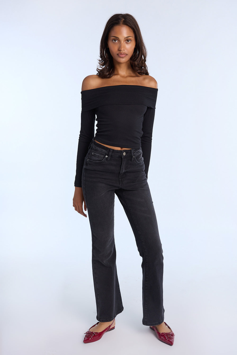 AERO Fold-Over Off-Shoulder Long Sleeve Top AERO Fold-Over Off-Shoulder Long Sleeve Top