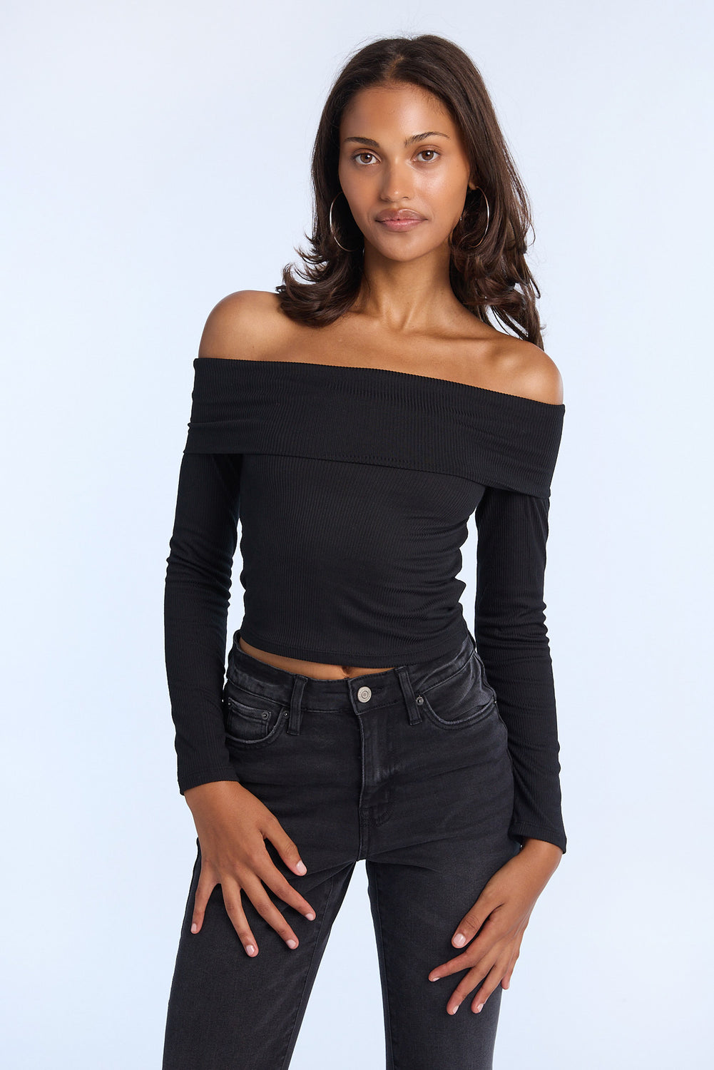 AERO Fold-Over Off-Shoulder Long Sleeve Top AERO Fold-Over Off-Shoulder Long Sleeve Top