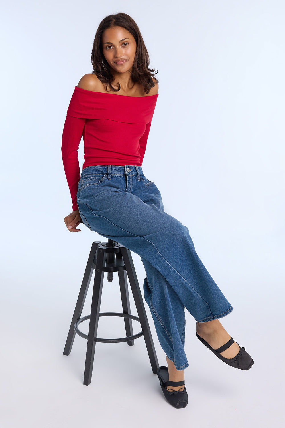 AERO Fold-Over Off-Shoulder Long Sleeve Top AERO Fold-Over Off-Shoulder Long Sleeve Top