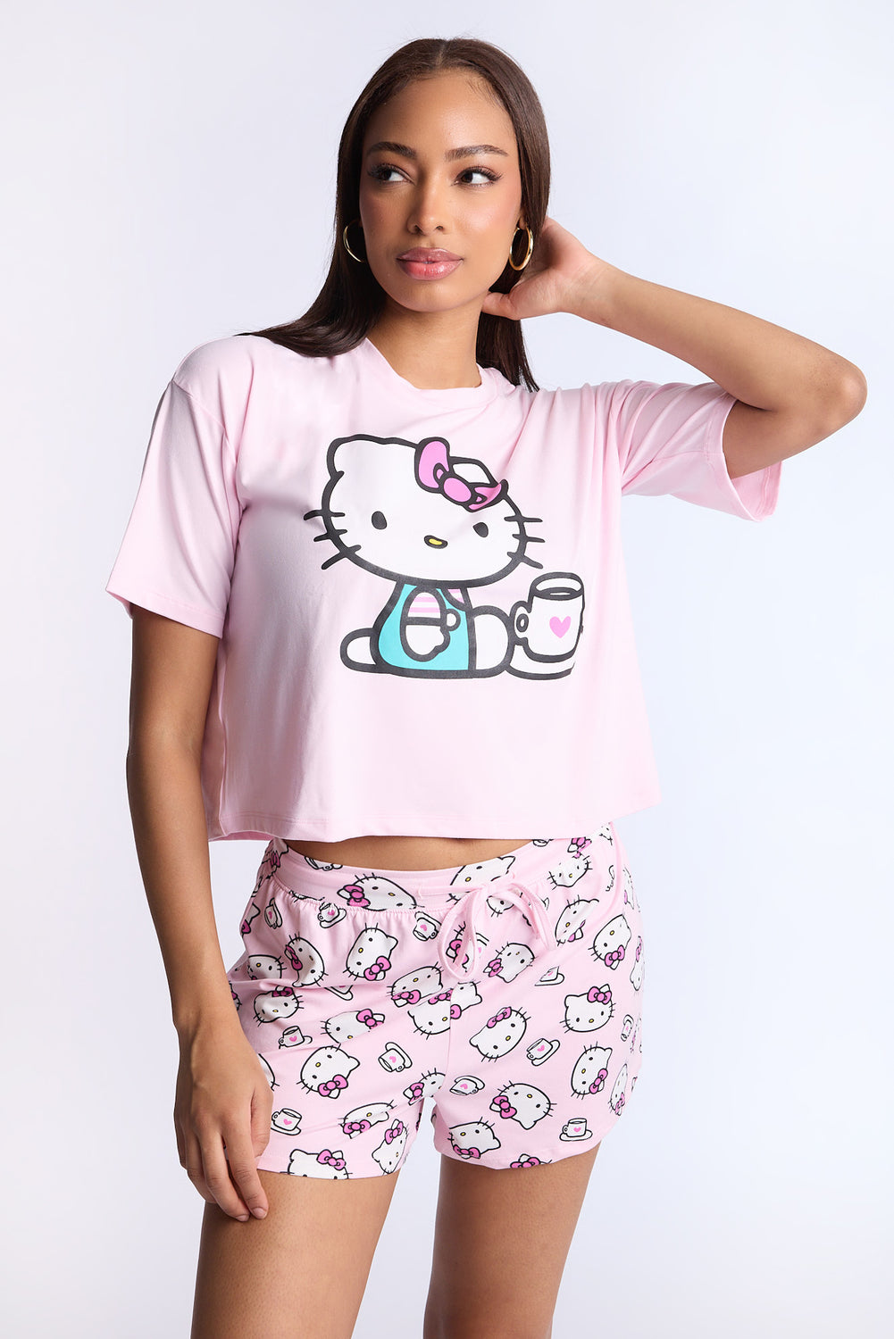 Hello Kitty Coffee 2-Piece Pajama Tee & Short Set Hello Kitty Coffee 2-Piece Pajama Tee & Short Set