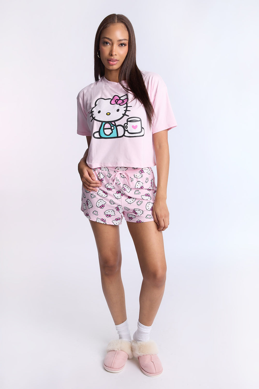 Hello Kitty Coffee 2-Piece Pajama Tee & Short Set Hello Kitty Coffee 2-Piece Pajama Tee & Short Set