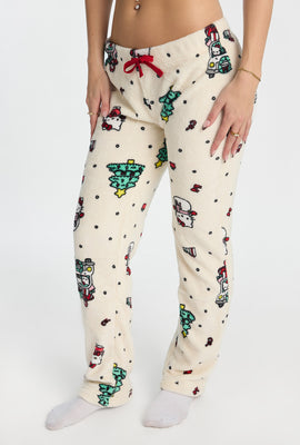 Pantalon de pyjama en peluche sapin de Noël Hello Kitty