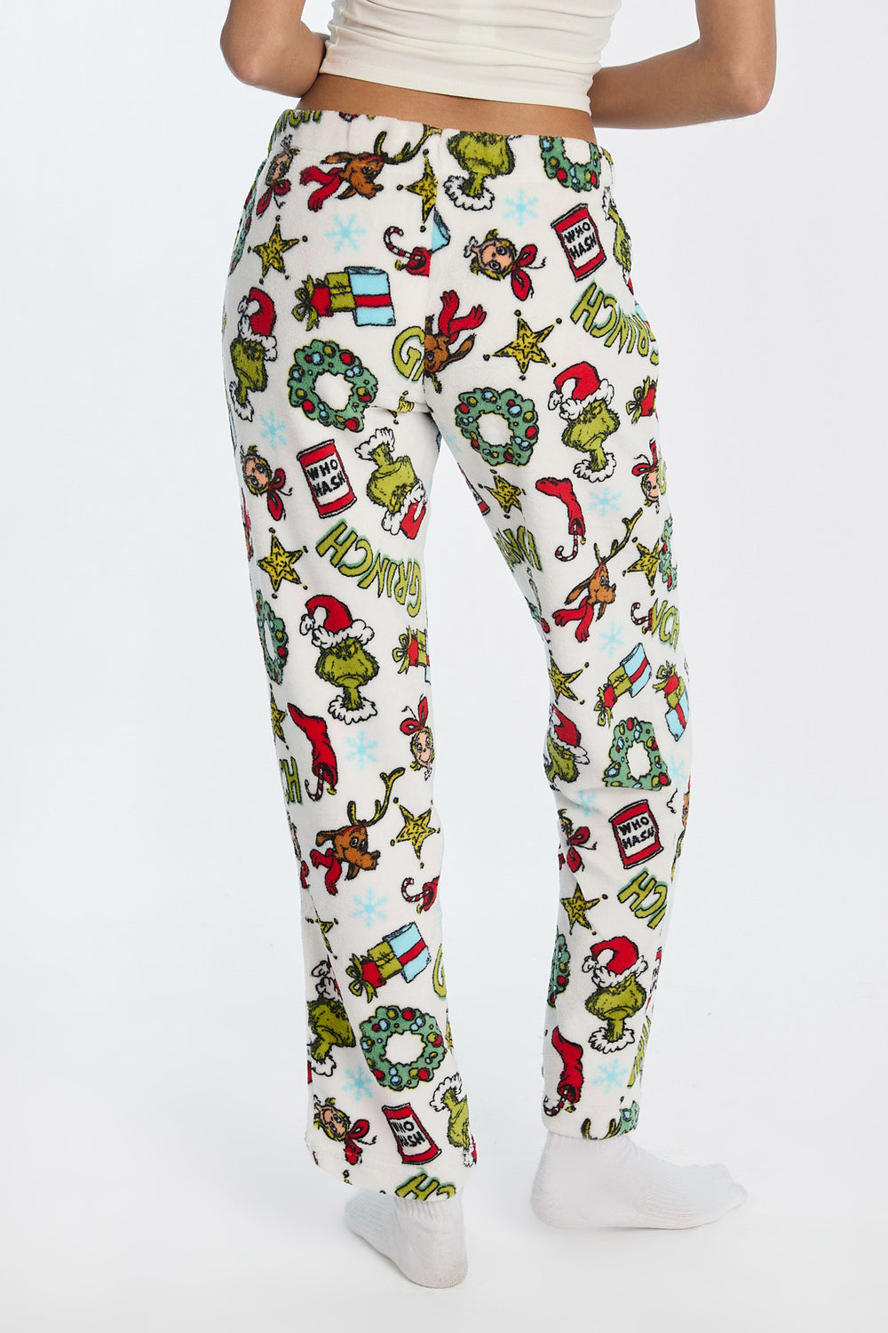 Pantalon de pyjama en peluche couronne de Noël The Grinch Pantalon de pyjama en peluche couronne de Noël The Grinch