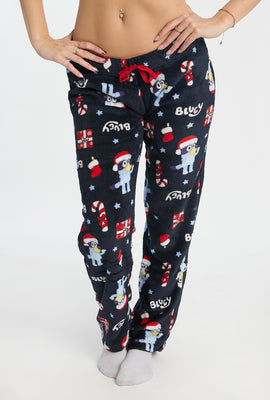 Pantalon de pyjama en peluche imprimé de Noël Bluey