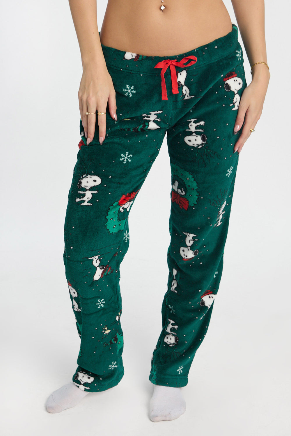 Pantalon de pyjama en peluche couronne de Noël Peanuts Snoopy Pantalon de pyjama en peluche couronne de Noël Peanuts Snoopy