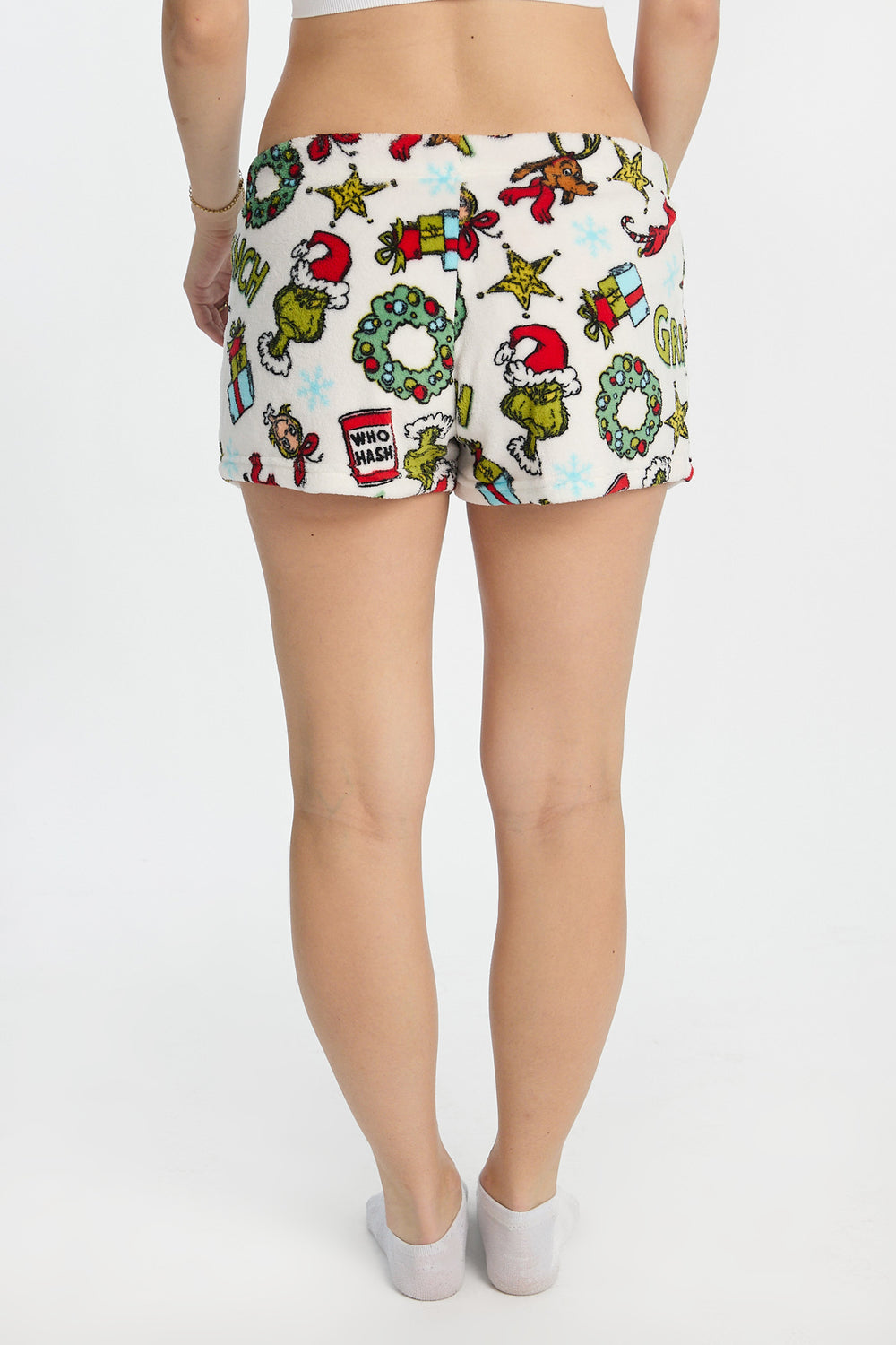 The Grinch Wreath Plush Pajama Shorts The Grinch Wreath Plush Pajama Shorts