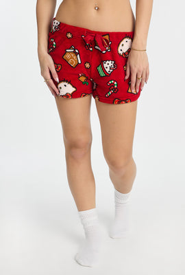 Hello Kitty Candy Cane Plush Pajama Shorts