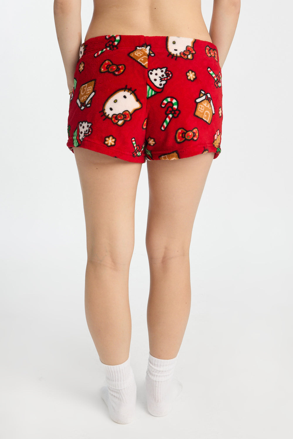 Hello Kitty Candy Cane Plush Pajama Shorts Hello Kitty Candy Cane Plush Pajama Shorts