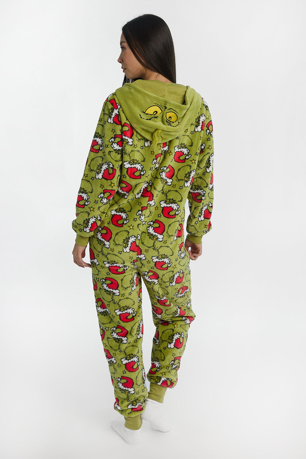 The Grinch Santa Hat Hooded Onesie The Grinch Santa Hat Hooded Onesie