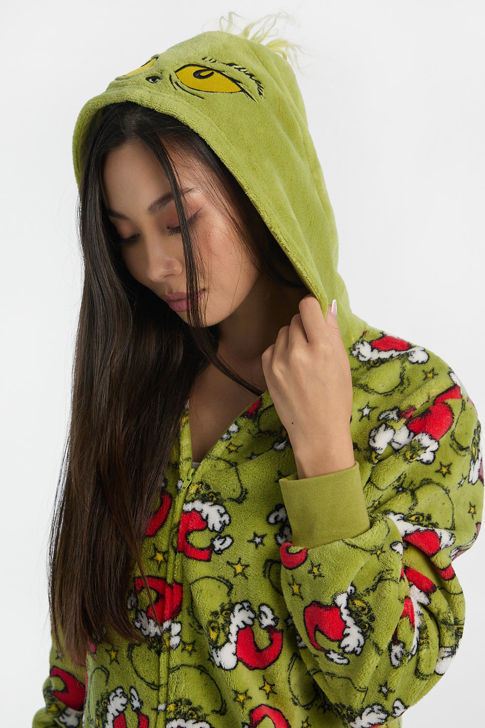 Combinaison pyjama à capuchon imprimé de Noël The Grinch Combinaison pyjama à capuchon imprimé de Noël The Grinch