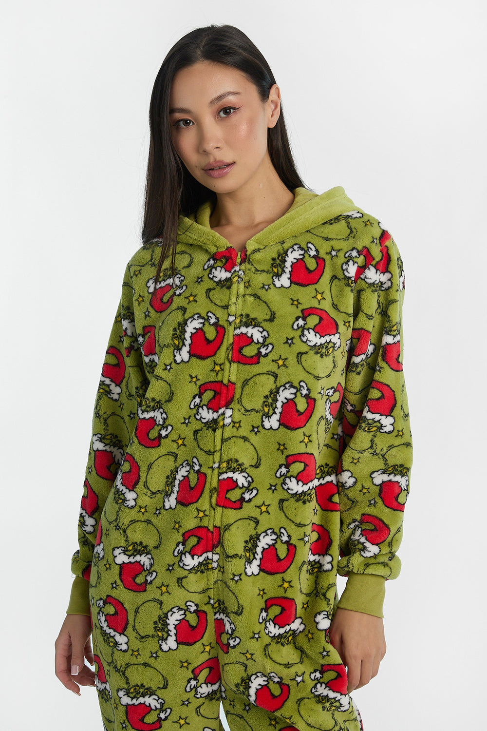 The Grinch Santa Hat Hooded Onesie The Grinch Santa Hat Hooded Onesie