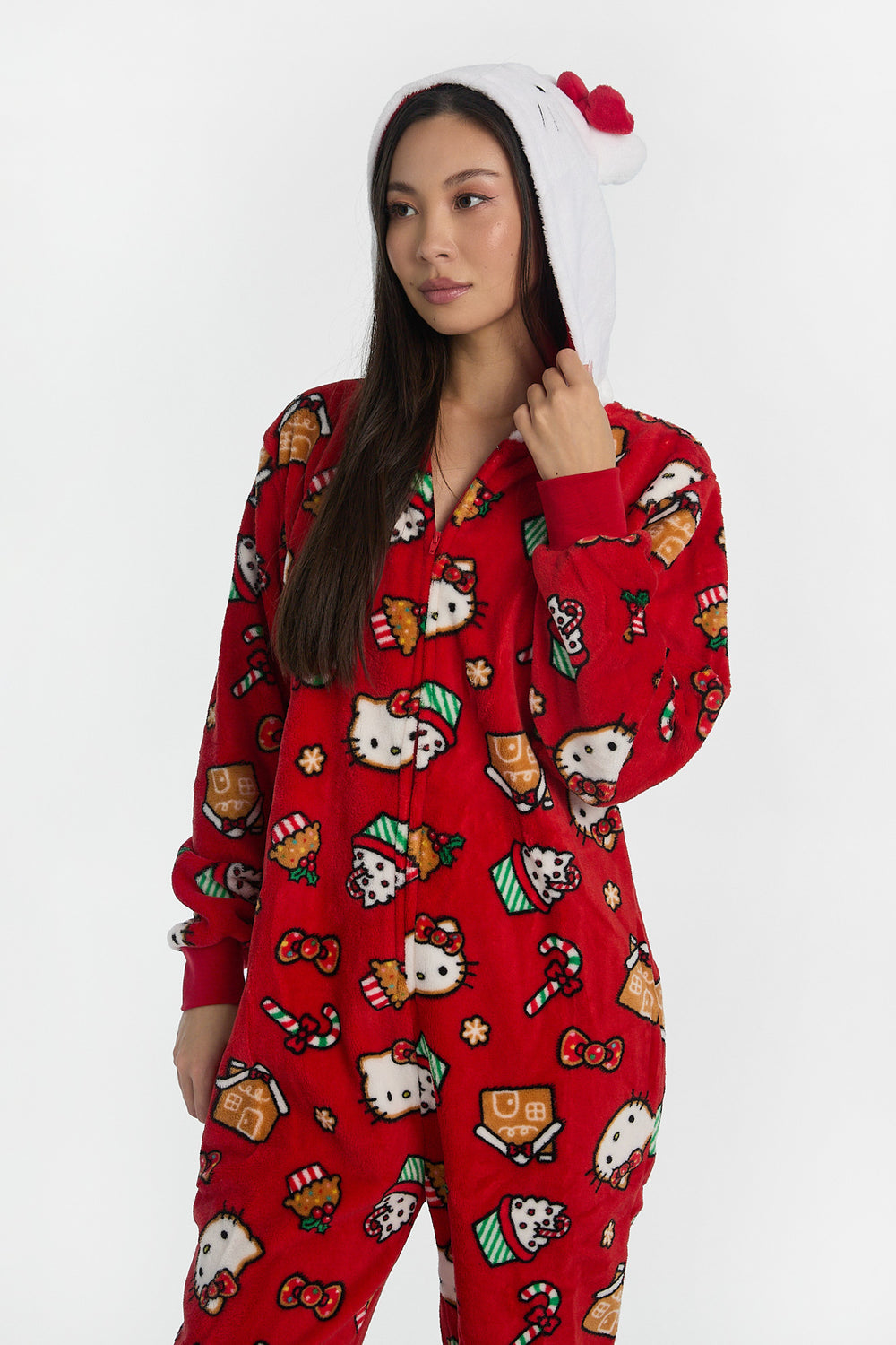 Hello Kitty Candy Cane Hooded Onesie Hello Kitty Candy Cane Hooded Onesie