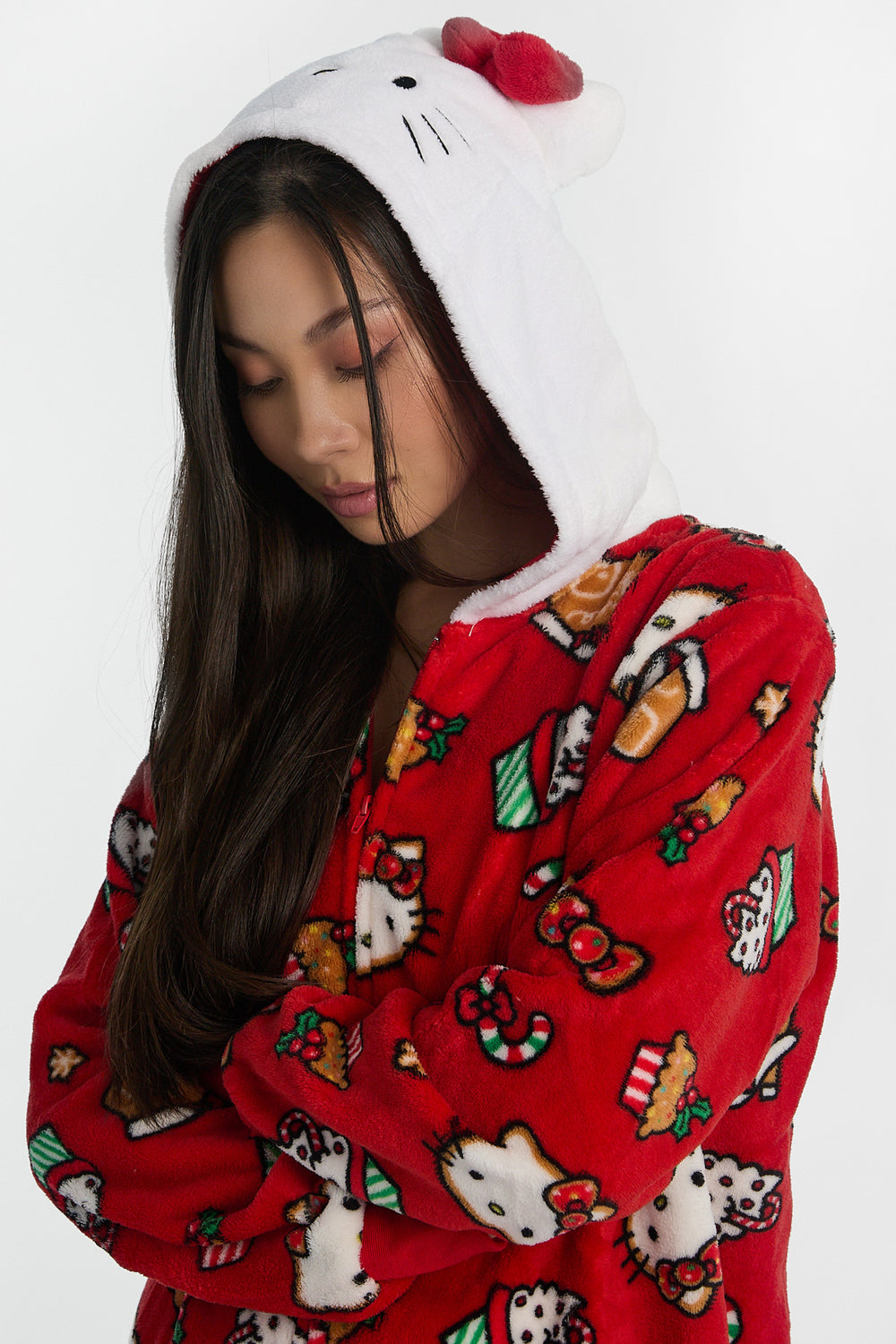 Hello Kitty Candy Cane Hooded Onesie Hello Kitty Candy Cane Hooded Onesie