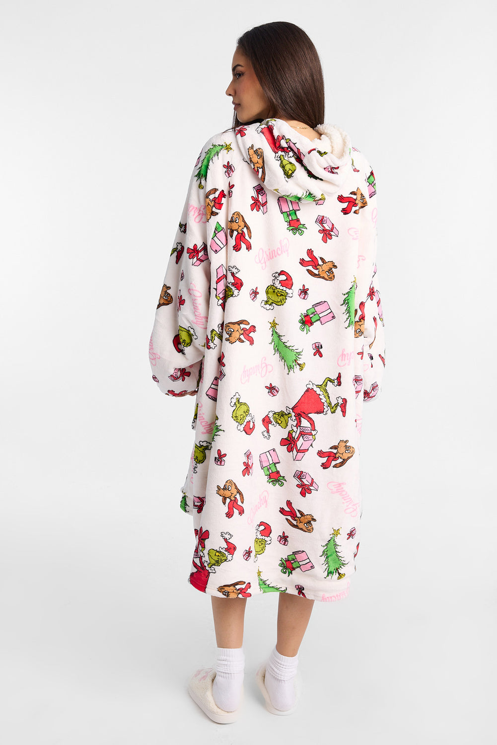 Haut à capuchon couverture imprimé cadeaux de Noël The Grinch Haut à capuchon couverture imprimé cadeaux de Noël The Grinch