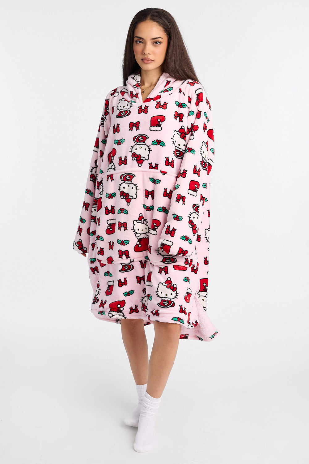 Hello Kitty Stocking Oversized Blanket Hoodie Hello Kitty Stocking Oversized Blanket Hoodie