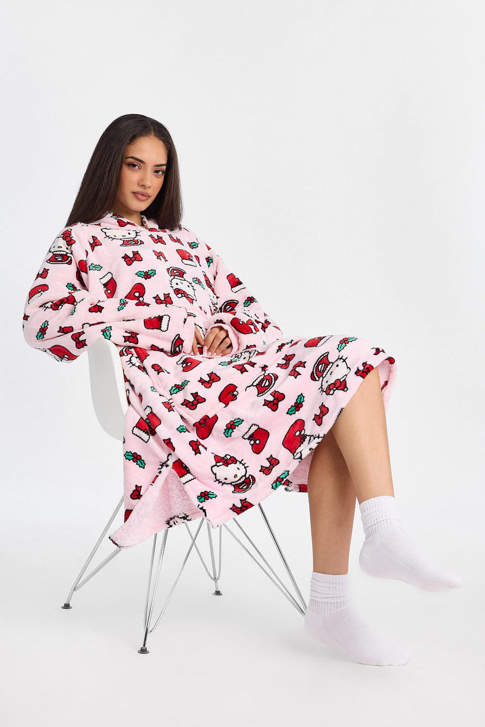 Hello Kitty Stocking Oversized Blanket Hoodie Hello Kitty Stocking Oversized Blanket Hoodie