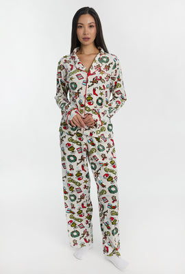 Ensemble de pyjama 2 pièces imprimé couronne de Noël The Grinch