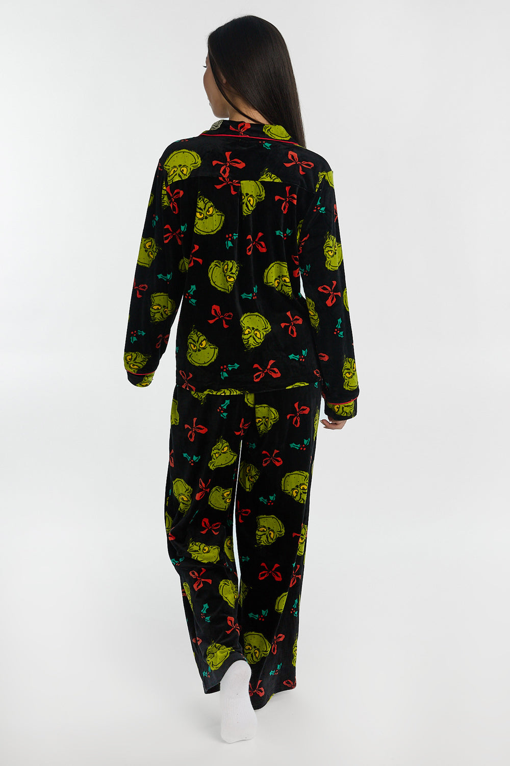 Ensemble de pyjama 2 pièces imprimé noeuds de Noël The Grinch Ensemble de pyjama 2 pièces imprimé noeuds de Noël The Grinch