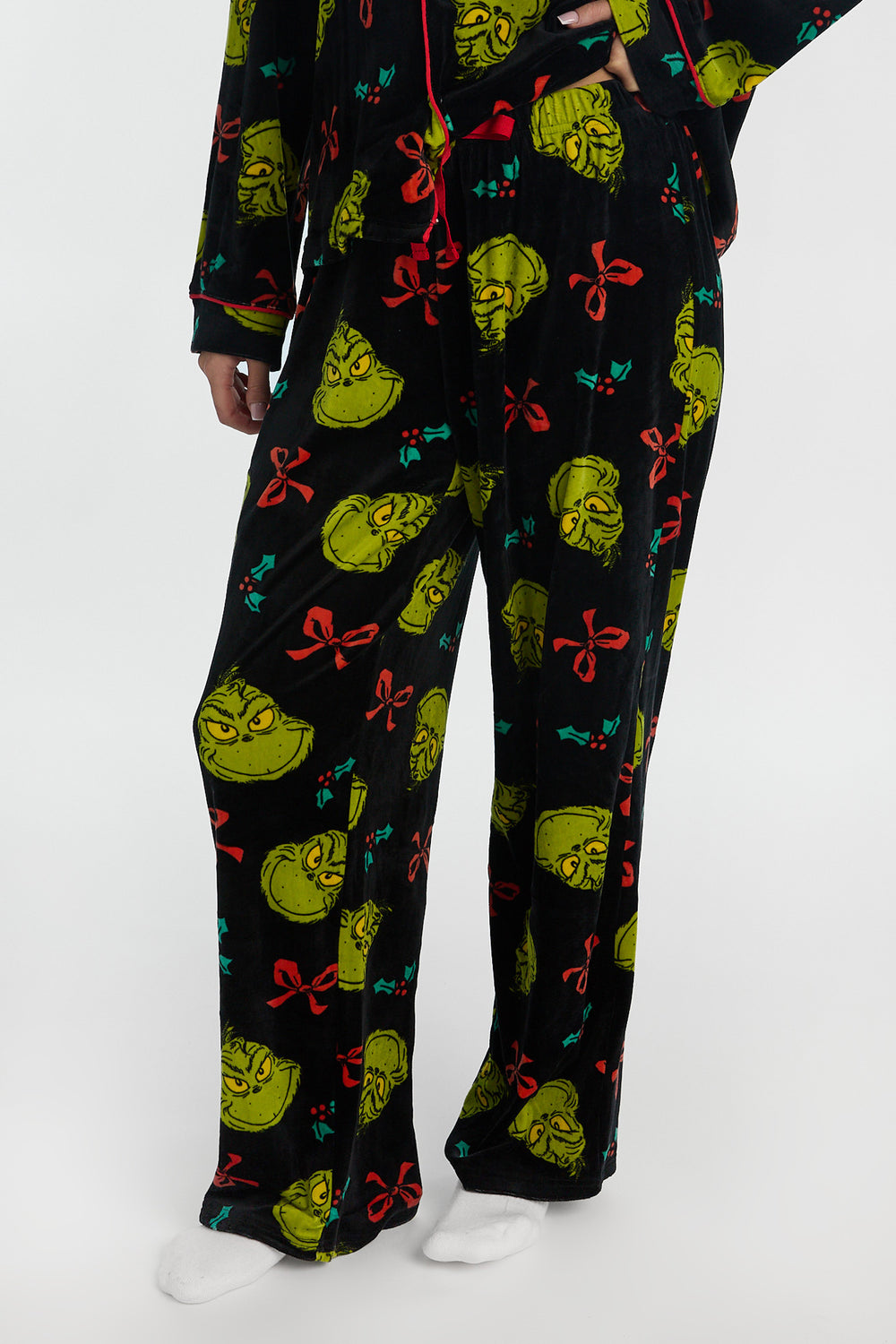 Ensemble de pyjama 2 pièces imprimé noeuds de Noël The Grinch Ensemble de pyjama 2 pièces imprimé noeuds de Noël The Grinch