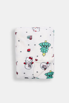 Couverture peluche imprimée sapin de Noël Hello Kitty