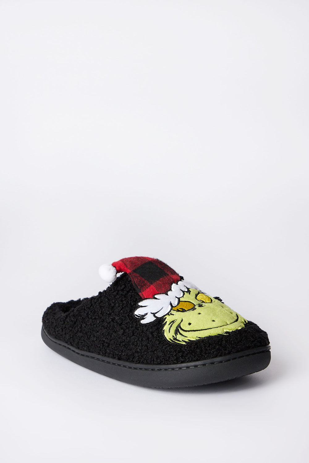 The Grinch Plaid Santa Hat Plush Slippers The Grinch Plaid Santa Hat Plush Slippers